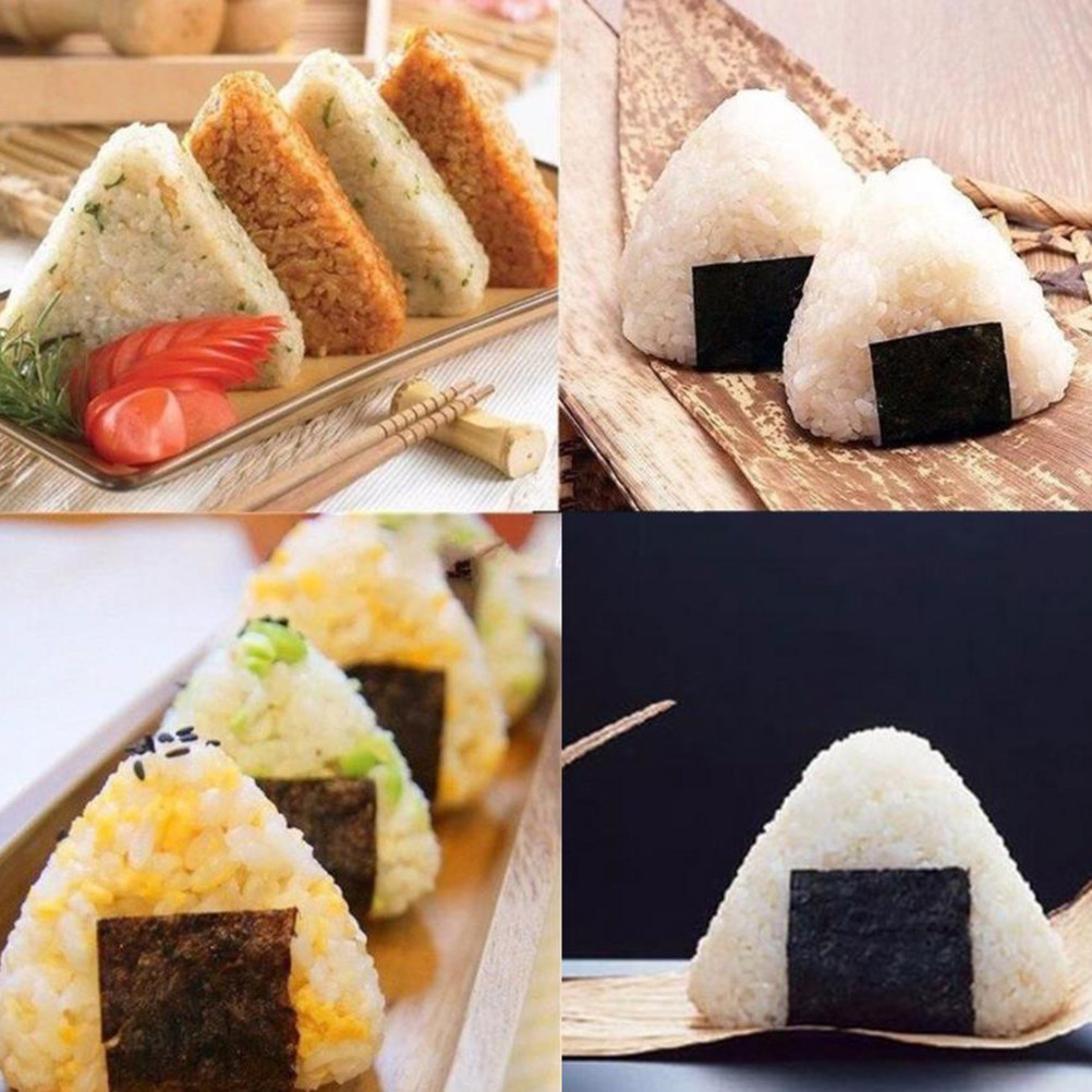 Seaweed Snack - 2個入り 三角形の米型セット。食品グレードのプラスチック製で、お弁当や軽食、海苔巻き、チョコレート、フォンダン、石鹸などに使用できます。