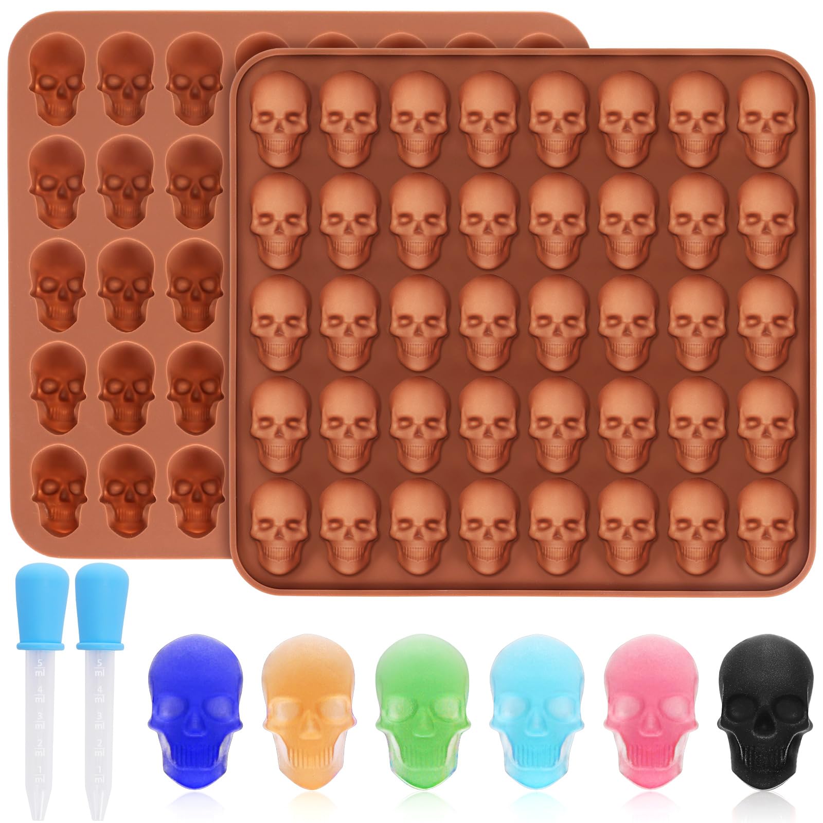 Gummy Candy - 1-2個入りミニスカルグミチョコレート型 - スカルグミシリコンキャンディ型（ドロッパー付き）、キャンディ、ゼリーシリコン型