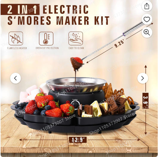 Chocolate Snack - チョコレートチーズ電気調理器 ステンレス製電気ローストマシュマロストーブ 2 in 1 スナックフルーツプレート付きギフト